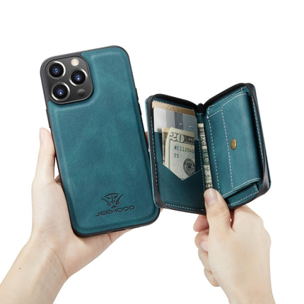 JEEHOOD Magnetic Zipper Horizontal Flip Leather Case with Holder & Card Slot & Wallet For iPhone 13 Pro(Blue)-garmade.com