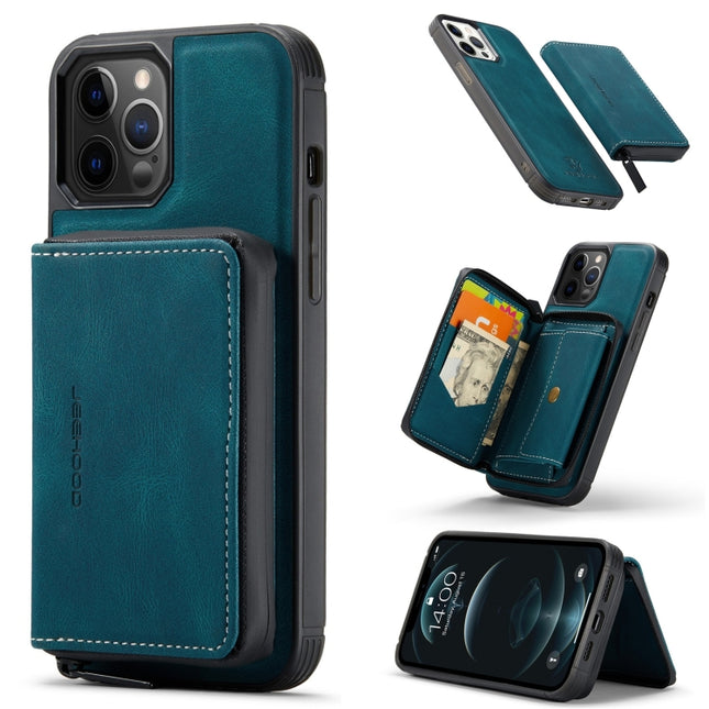 JEEHOOD Magnetic Zipper Horizontal Flip Leather Case with Holder & Card Slot & Wallet For iPhone 13 Pro Max(Blue)-garmade.com