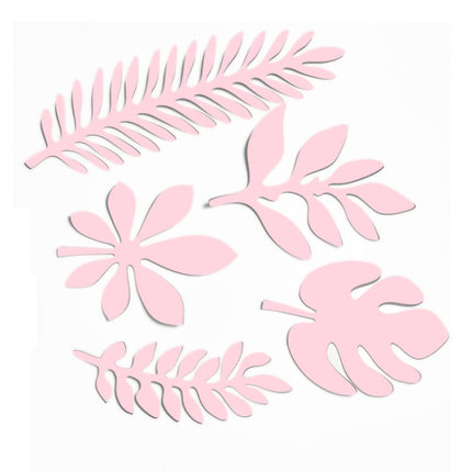 10 in 1 Creative Paper Cutting Shooting Props Tree Leaves Papercut Jewelry Cosmetics Background Photo Photography Props(Pink)-garmade.com