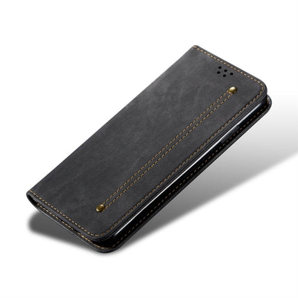 For iPhone XR Denim Texture Casual Style Horizontal Flip Leather Case with Holder & Card Slots & Wallet(Black)-garmade.com