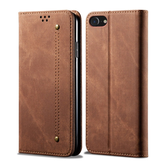 For iPhone 6 / 6s Denim Texture Casual Style Horizontal Flip Leather Case with Holder & Card Slots & Wallet(Brown)-garmade.com