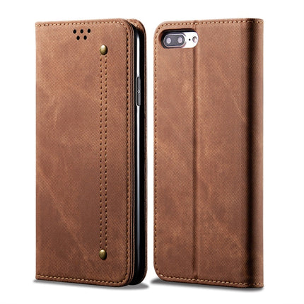 For iPhone 6 Plus / 6s Plus Denim Texture Casual Style Horizontal Flip Leather Case with Holder & Card Slots & Wallet(Brown)-garmade.com