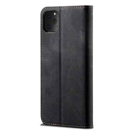 For iPhone 11 Pro Max Denim Texture Casual Style Horizontal Flip Leather Case with Holder & Card Slots & Wallet(Black)-garmade.com