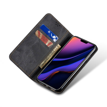 For iPhone 11 Pro Max Denim Texture Casual Style Horizontal Flip Leather Case with Holder & Card Slots & Wallet(Black)-garmade.com