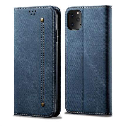 For iPhone 11 Pro Max Denim Texture Casual Style Horizontal Flip Leather Case with Holder & Card Slots & Wallet(Blue)-garmade.com