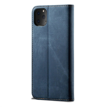 For iPhone 11 Pro Max Denim Texture Casual Style Horizontal Flip Leather Case with Holder & Card Slots & Wallet(Blue)-garmade.com