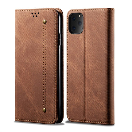 For iPhone 11 Pro Max Denim Texture Casual Style Horizontal Flip Leather Case with Holder & Card Slots & Wallet(Brown)-garmade.com