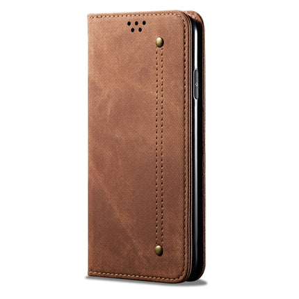For iPhone 11 Pro Max Denim Texture Casual Style Horizontal Flip Leather Case with Holder & Card Slots & Wallet(Brown)-garmade.com