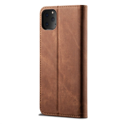 For iPhone 11 Pro Max Denim Texture Casual Style Horizontal Flip Leather Case with Holder & Card Slots & Wallet(Brown)-garmade.com