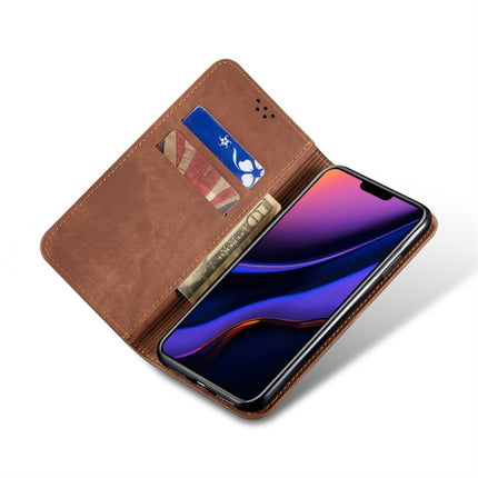 For iPhone 11 Pro Max Denim Texture Casual Style Horizontal Flip Leather Case with Holder & Card Slots & Wallet(Brown)-garmade.com