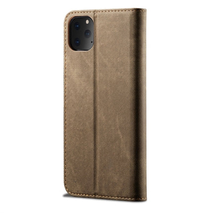 For iPhone 11 Pro Max Denim Texture Casual Style Horizontal Flip Leather Case with Holder & Card Slots & Wallet(Khaki)-garmade.com