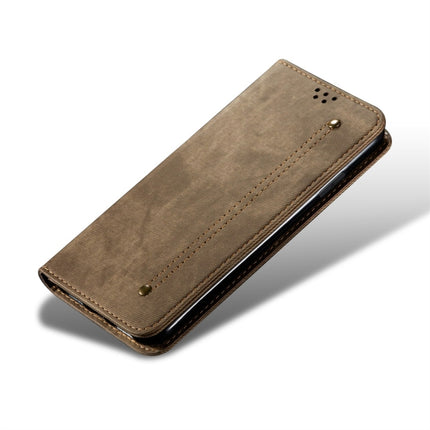 For iPhone 11 Pro Max Denim Texture Casual Style Horizontal Flip Leather Case with Holder & Card Slots & Wallet(Khaki)-garmade.com