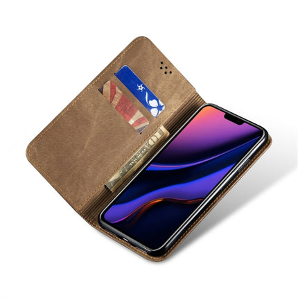 For iPhone 11 Pro Max Denim Texture Casual Style Horizontal Flip Leather Case with Holder & Card Slots & Wallet(Khaki)-garmade.com