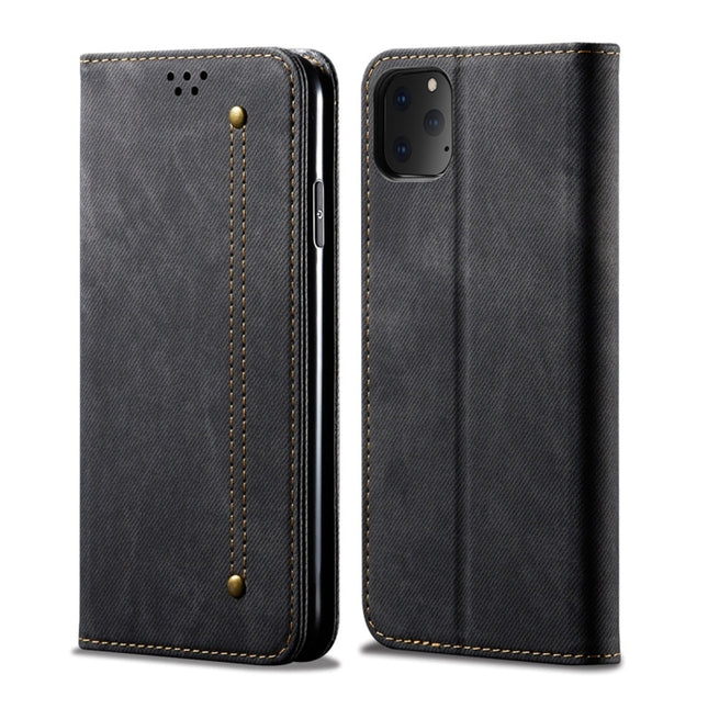 For iPhone 11 Pro Denim Texture Casual Style Horizontal Flip Leather Case with Holder & Card Slots & Wallet(Black)-garmade.com