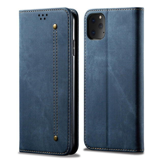 For iPhone 11 Pro Denim Texture Casual Style Horizontal Flip Leather Case with Holder & Card Slots & Wallet(Blue)-garmade.com