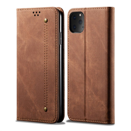 For iPhone 11 Pro Denim Texture Casual Style Horizontal Flip Leather Case with Holder & Card Slots & Wallet(Brown)-garmade.com