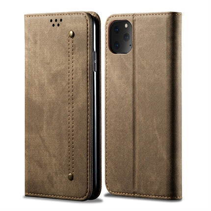 For iPhone 11 Pro Denim Texture Casual Style Horizontal Flip Leather Case with Holder & Card Slots & Wallet(Khaki)-garmade.com