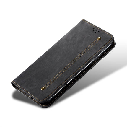 For iPhone X / XS Denim Texture Casual Style Horizontal Flip Leather Case with Holder & Card Slots & Wallet(Black)-garmade.com