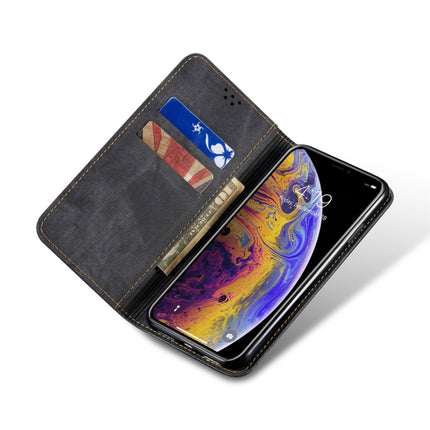 For iPhone XS Max Denim Texture Casual Style Horizontal Flip Leather Case with Holder & Card Slots & Wallet(Black)-garmade.com
