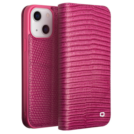 QIALINO Small Crocodile Texture Horizontal Flip Leather Case with Holder & Card Slots & Wallet For iPhone 13(Rose Red)-garmade.com