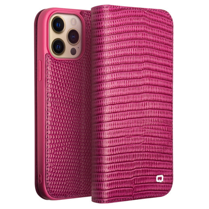 QIALINO Small Crocodile Texture Horizontal Flip Leather Case with Holder & Card Slots & Wallet For iPhone 13 Pro(Rose Red)-garmade.com