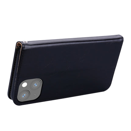 Business Style Oil Wax Texture Horizontal Flip Leather Case with Holder & Card Slots & Wallet For iPhone 13 mini(Black)-garmade.com