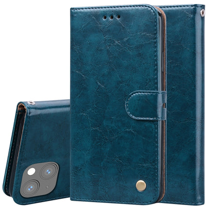 Business Style Oil Wax Texture Horizontal Flip Leather Case with Holder & Card Slots & Wallet For iPhone 13 mini(Blue)-garmade.com