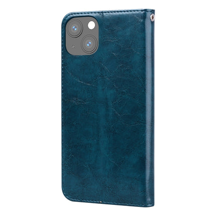 Business Style Oil Wax Texture Horizontal Flip Leather Case with Holder & Card Slots & Wallet For iPhone 13 mini(Blue)-garmade.com