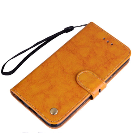 Business Style Oil Wax Texture Horizontal Flip Leather Case with Holder & Card Slots & Wallet For iPhone 13 mini(Yellow)-garmade.com