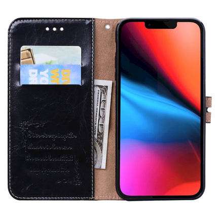 Business Style Oil Wax Texture Horizontal Flip Leather Case with Holder & Card Slots & Wallet For iPhone 13(Black)-garmade.com