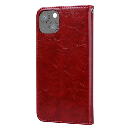 Business Style Oil Wax Texture Horizontal Flip Leather Case with Holder & Card Slots & Wallet For iPhone 13(Red)-garmade.com