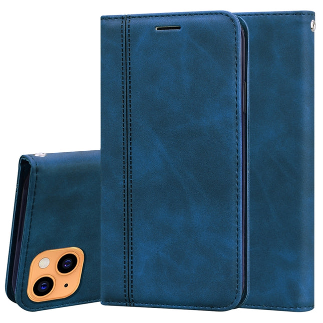 Frosted Business Magnetic Horizontal Flip PU Leather Case with Holder & Card Slot & Lanyard For iPhone 13(Blue)-garmade.com