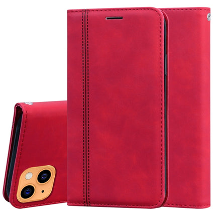Frosted Business Magnetic Horizontal Flip PU Leather Case with Holder & Card Slot & Lanyard For iPhone 13(Red)-garmade.com