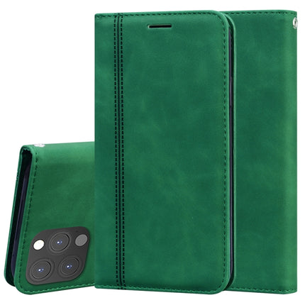 Frosted Business Magnetic Horizontal Flip PU Leather Case with Holder & Card Slot & Lanyard For iPhone 13 Pro(Green)-garmade.com