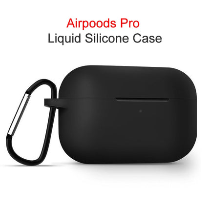 For AirPods Pro Silicone Wireless Earphone Protective Case Storage Box with Hook & Anti-drop Rope(Blue+Black Inner Sticker)-garmade.com