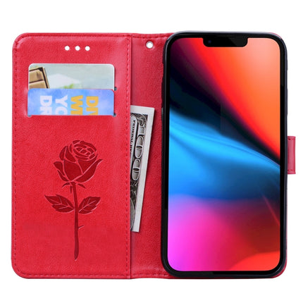 Rose Embossed Horizontal Flip PU Leather Case with Holder & Card Slots & Wallet For iPhone 13 mini(Red)-garmade.com