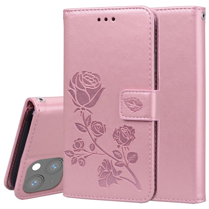 Rose Embossed Horizontal Flip PU Leather Case with Holder & Card Slots & Wallet For iPhone 13 mini(Rose Gold)-garmade.com
