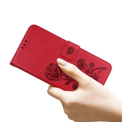 Rose Embossed Horizontal Flip PU Leather Case with Holder & Card Slots & Wallet For iPhone 13(Red)-garmade.com