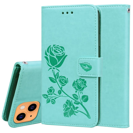 Rose Embossed Horizontal Flip PU Leather Case with Holder & Card Slots & Wallet For iPhone 13(Green)-garmade.com