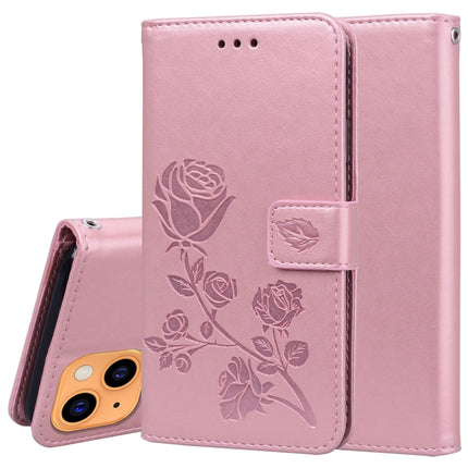 Rose Embossed Horizontal Flip PU Leather Case with Holder & Card Slots & Wallet For iPhone 13(Rose Gold)-garmade.com