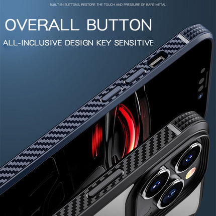 MG Series Carbon Fiber TPU + Clear PC Four-corner Airbag Shockproof Case For iPhone 13 Pro(Black)-garmade.com