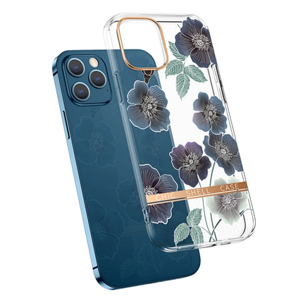 High Translucent Electroplating Flower Pattern TPU + PC Shockproof Case For iPhone 13 Pro(Cineraria)-garmade.com