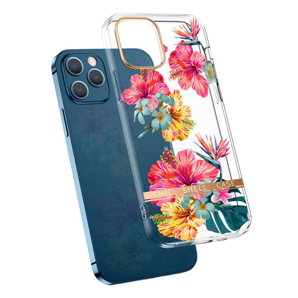 High Translucent Electroplating Flower Pattern TPU + PC Shockproof Case For iPhone 13 Pro(Hibiscus)-garmade.com