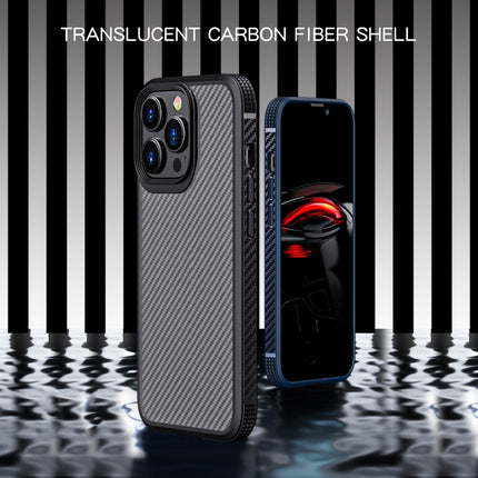 iPAKY MG Series Carbon Fiber TPU + PC Shockproof Case For iPhone 13(Blue)-garmade.com