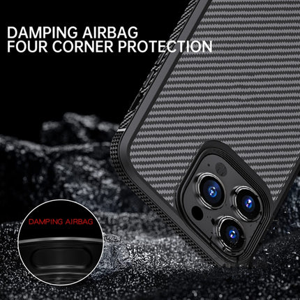 iPAKY MG Series Carbon Fiber TPU + PC Shockproof Case For iPhone 13(Black)-garmade.com