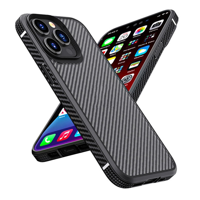 iPAKY MG Series Carbon Fiber TPU + PC Shockproof Case For iPhone 13 Pro(Black)-garmade.com