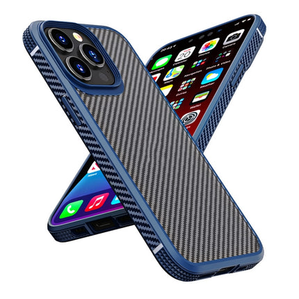 iPAKY MG Series Carbon Fiber TPU + PC Shockproof Case For iPhone 13 Pro(Blue)-garmade.com