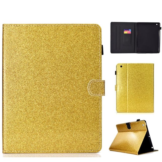 For iPad 2 / 3 / 4 Varnish Glitter Powder Horizontal Flip Leather Case with Holder & Card Slot(Gold)-garmade.com