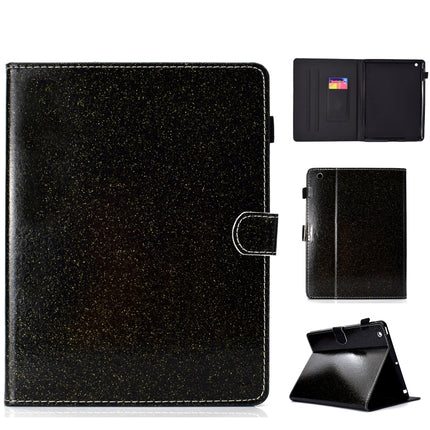 For iPad 2 / 3 / 4 Varnish Glitter Powder Horizontal Flip Leather Case with Holder & Card Slot(Black)-garmade.com