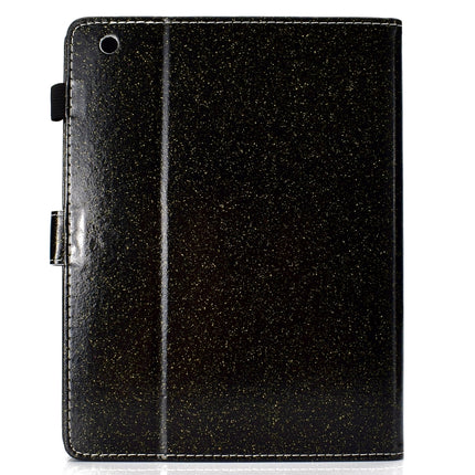 For iPad 2 / 3 / 4 Varnish Glitter Powder Horizontal Flip Leather Case with Holder & Card Slot(Black)-garmade.com